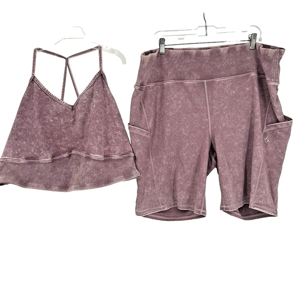 Torrid Active Pink Set Low Impact Long Line Sports Bra Biker Shorts 9" Inseam 4X - Picture 2 of 9